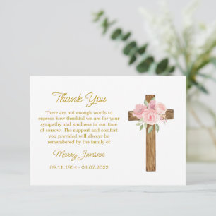Rose Cross Sympathy Thank You Card