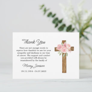 Rose Cross Sympathy Thank You Card