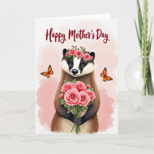 Rose Crowned Animal Mothers Day Card