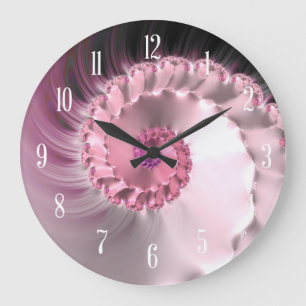 Rose Crystal Fractal Swirl Large Clock