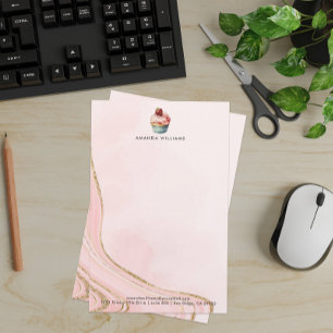 Rose Cupcake Custom Letterhead