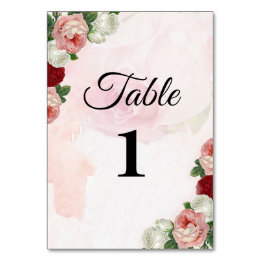 Rose custom Wedding Table Number Double sided Card