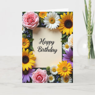 Rose Daisy Birthday Card