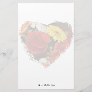 Rose Daisy Bouquet Heart Custom Stationery