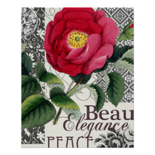 Rose Damask Pretty Floral Antique Poster