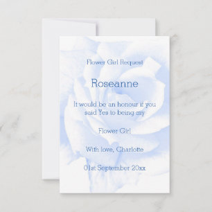 Rose Design Blue Coloured Flower Girl Request Invitation