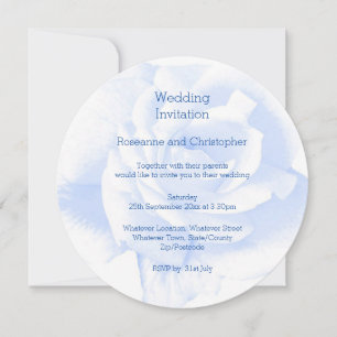 Rose Design Blue Coloured Wedding Invitation
