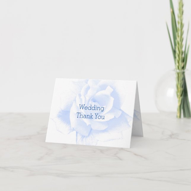 Rose Design Blue Coloured Wedding Thank You Card (Front)