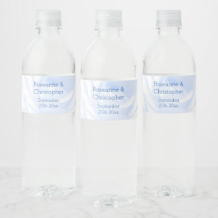 Rose Design Blue Coloured Wedding Water Bottle Label
