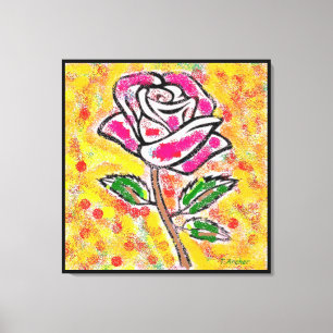 Rose design on snowy mixed colours fancy canvas print