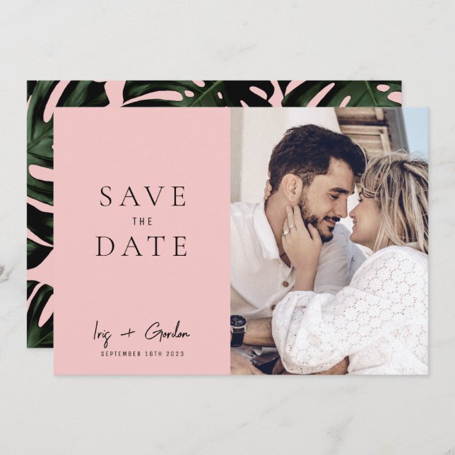 Rose Destination Wedding Photo Save The Date Card (Front/Back)
