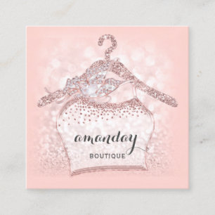 Rose Diamond Cloth Hanger Pink  Boutique Square Business Card