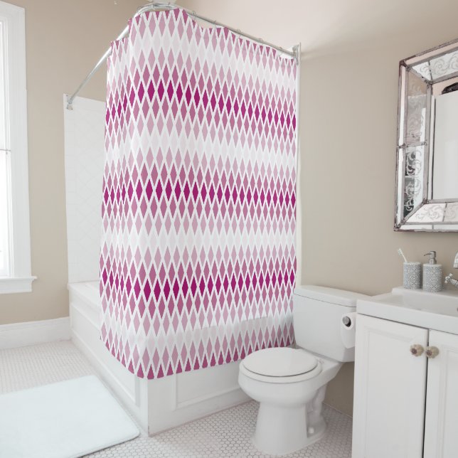 Rose Diamond Ombre Shower Curtain (In Situ)