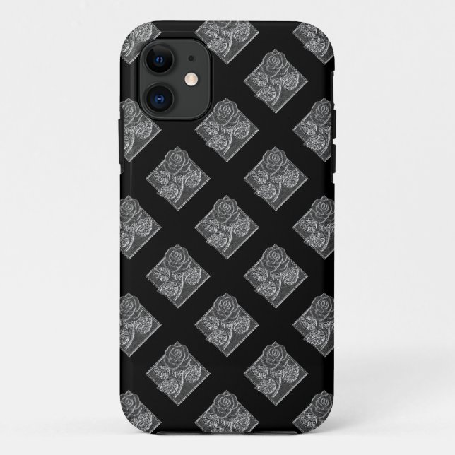Rose-Diamonds-17-Silver-Black-iPhone 5/5s Case (Back)