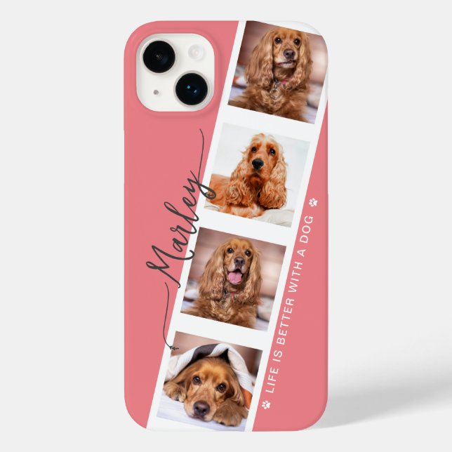Rose Dog Photo Collage, Life is better with a Dog Case-Mate iPhone Case (Back)