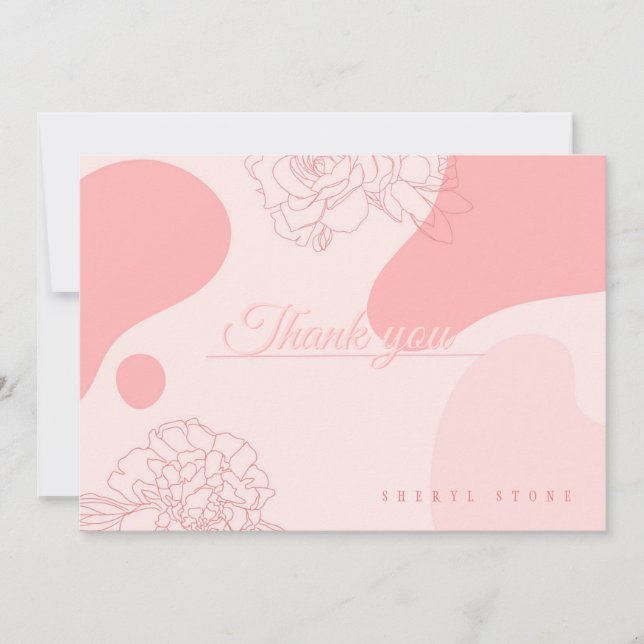 Rose Doodle Personalised Thank You Card (Front)