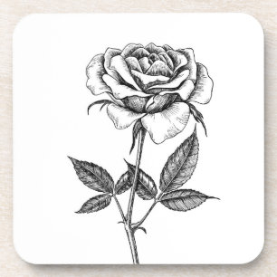 Rose drawing coaster