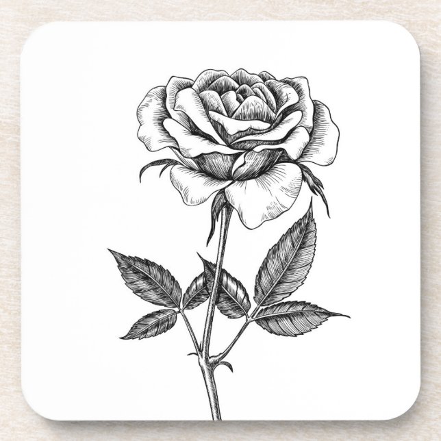 Rose drawing coaster (Front)