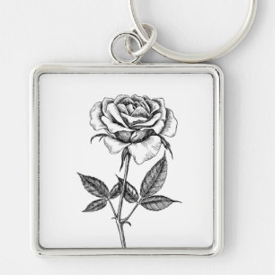 Rose drawing key ring