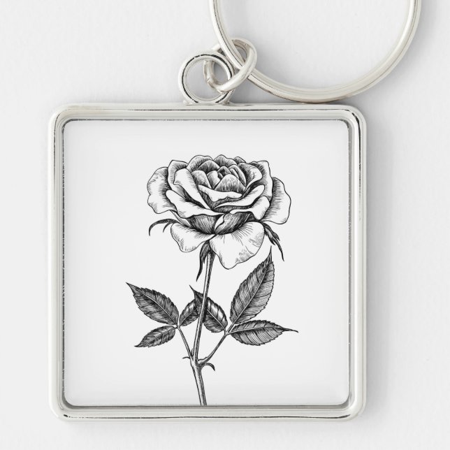 Rose drawing key ring (Front)