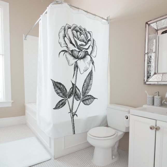 Rose drawing shower curtain (In Situ)