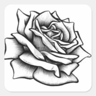 Rose Drawing Square Sticker