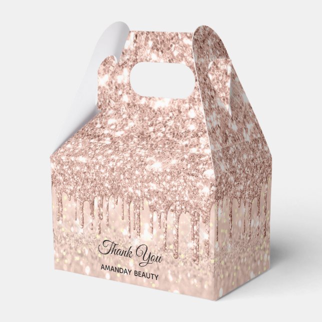 Rose Drips Glitter Sweet 16th Bridal Shower Favour Box (Front Side)