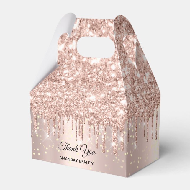 Rose Drips Glitter Sweet 16th Bridal Wedding Glam Favour Box (Front Side)