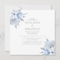 *~* Rose Dusty Blue Floral AR15 WEDDING RSVP +  In