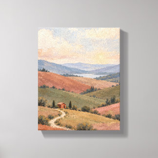Rose Earth Hills and Tiny Red House Landscape Canv Canvas Print