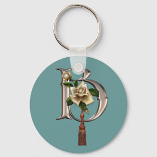 Rose Elegance Monogram B Key Ring