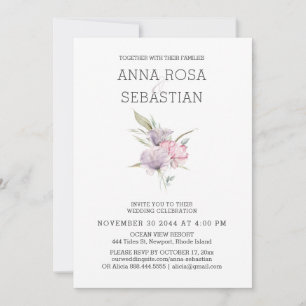 *~* Rose Elegant AR15 PINK Floral RSVP Wedding Invitation