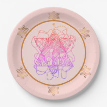 Rose Elegant Jewish Star Paper Plates
