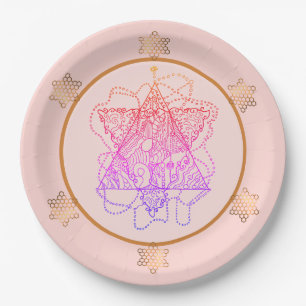 Rose Elegant Jewish Star Paper Plates 