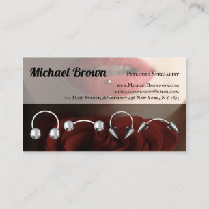 Rose Elegant Sterling Silver Jewellery Lips Pierci Business Card