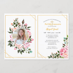 Rose Embrace Religious Photo Invitation