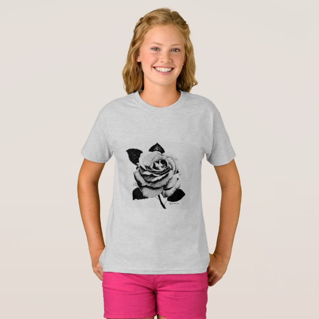 Rose Engraved Kids T-Shirt (Front Full)