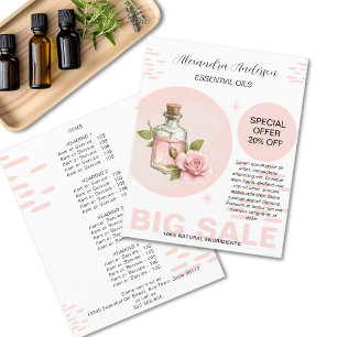 Rose Essential Oils Watercolor Floral Promo Flyer