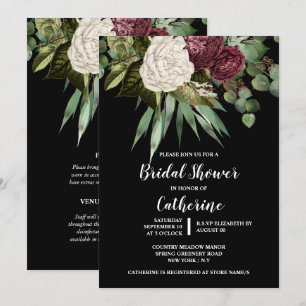 Rose eucalyptus leaves floral greenery chic invitation
