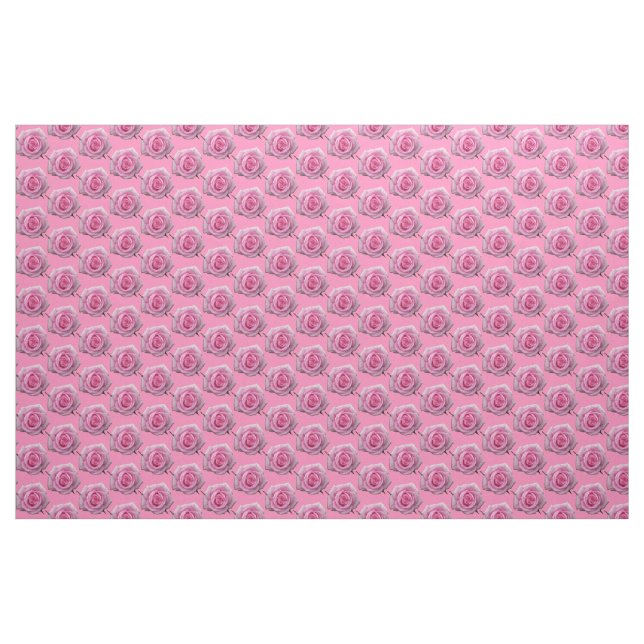 Rose Fabric Pink Rose Fabric Cotton or Poly Custom (Fat Quarter)