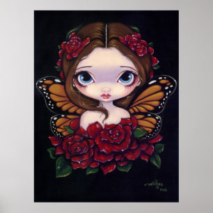 Rose Fairy ART PRINT big eye fantasy