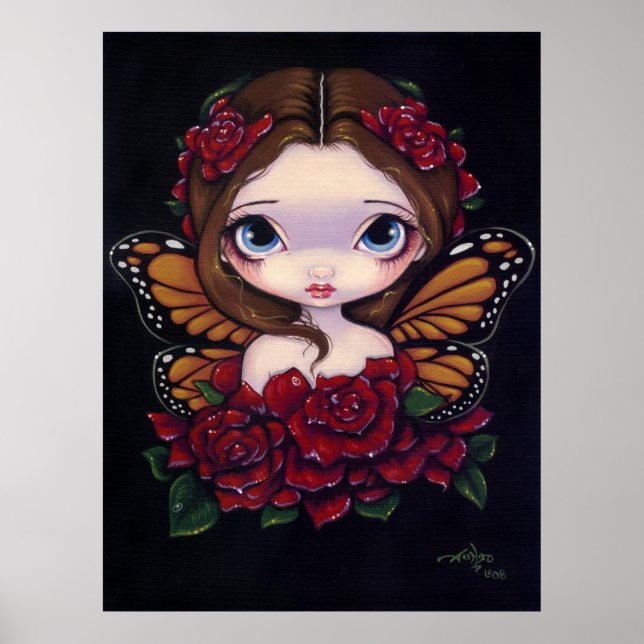 Rose Fairy ART PRINT big eye fantasy (Front)