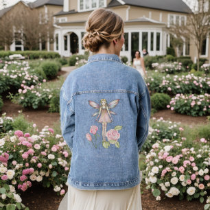 Rose Fairy Illustration by Molly Harrison Denim Jacket