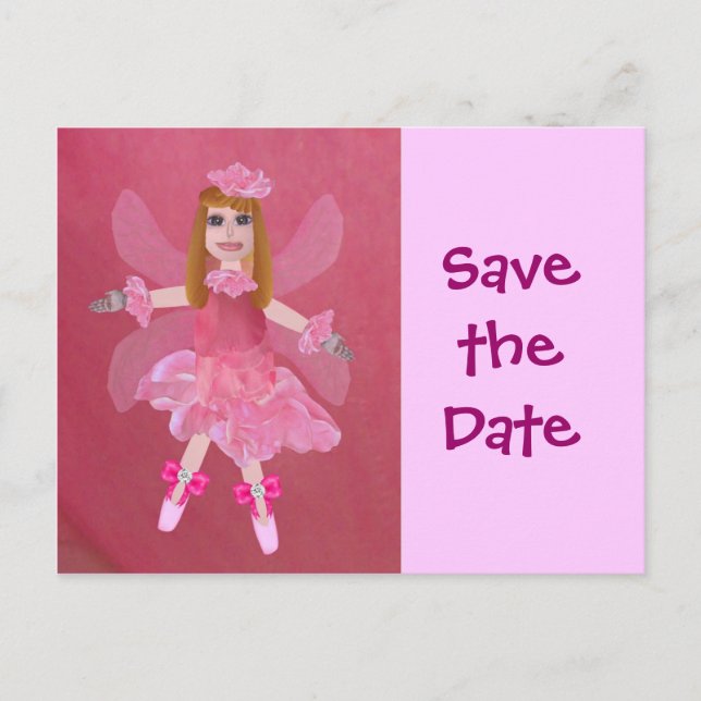 Rose Fairy, Save the Date Announcement Postcard (Front)