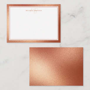 Rose Faux Gold Foil Minimalist Monogram Two Border Card