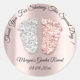 Rose Feet Baby Shower Thank Gender Reveal Favour Classic Round Sticker