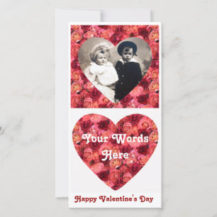 ROSE FIELD ,bright vibrant red pink Holiday Card