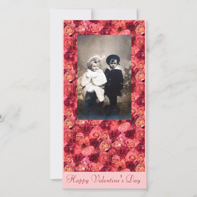 ROSE FIELD ,bright vibrant  red  pink Holiday Card (Front)