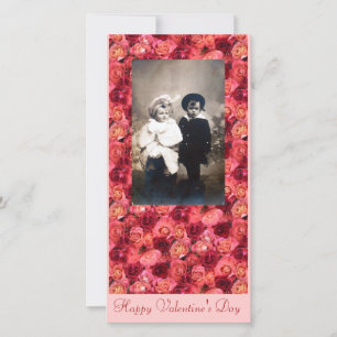 ROSE FIELD ,bright vibrant red pink Holiday Card