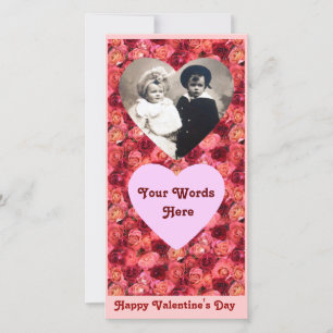 ROSE FIELD ,bright vibrant red pink Holiday Card